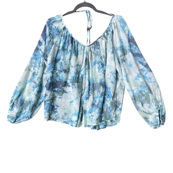 NWT New Zac & Rachel Womens Small V Neck Peasant Tie Long Sleeve Sheer Blouse - Picture 3 of 6